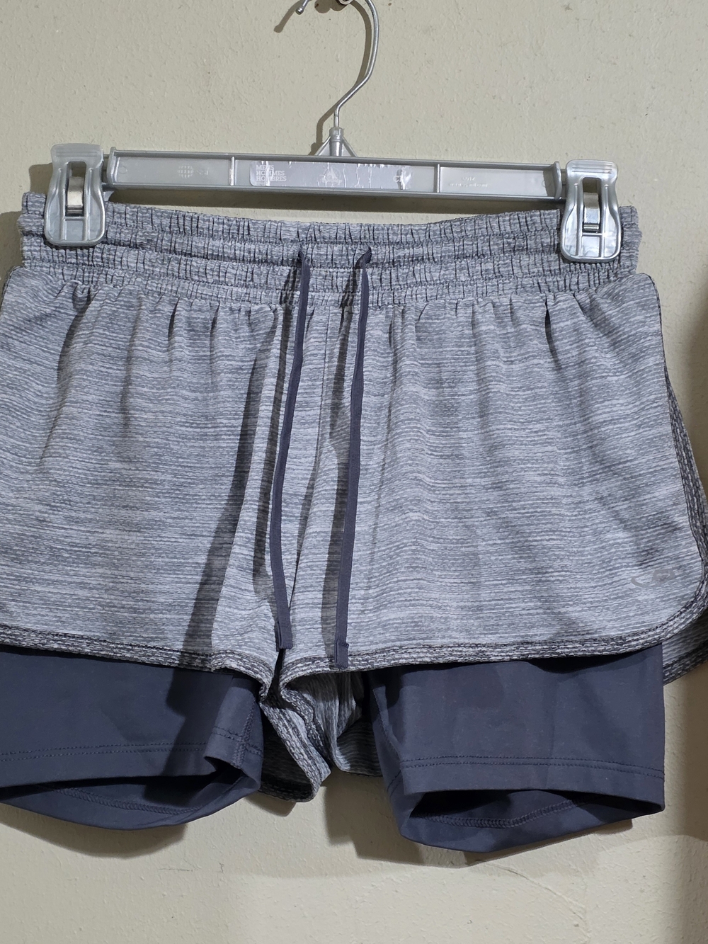 Layered Athletic Shorts in Light Gray and Dark Blue Used Size S